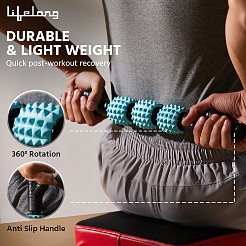 Lifelong Foam Roller/Deep Tissue Body Massager - For Back, Neck & Knee Pain Relief, 1 pc  For Home Gym, Portable Gym, Exercise Equipment, Yoga Roller for Workout, Roller Massager Tool with Massage Stick