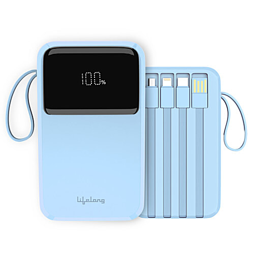 Lifelong Compact Pocket Size Power Bank - 10000 mAh, 22.5 W, Lithium Polymer, Sky Blue, 1 pc  