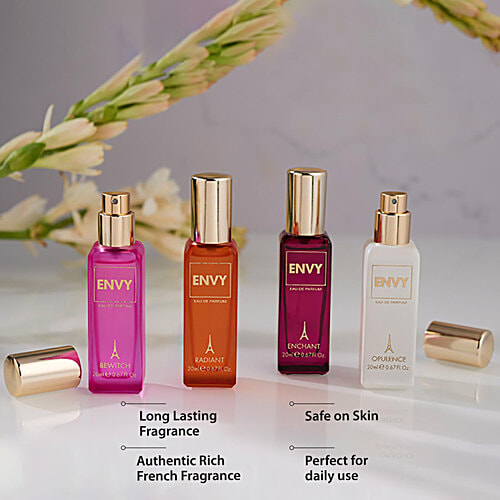 Envy Perfume Gift Set EDP For Women - Opulence, Bewitch, Radiant, Enchant, 80 ml (4 pcs X 20 ml each) Long Lasting Luxury Perfume EDP