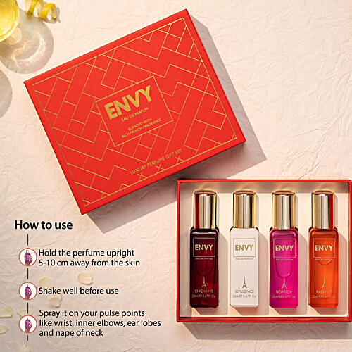 Envy Perfume Gift Set EDP For Women - Opulence, Bewitch, Radiant, Enchant, 80 ml (4 pcs X 20 ml each) Long Lasting Luxury Perfume EDP