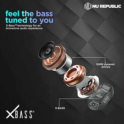 Nu Republic Jive J2 Bluetooth Headset With Up To 20 hrs Playtime, X-Bass Technology, Calling Mic, Fast Pairing, Blue, 1 pc  