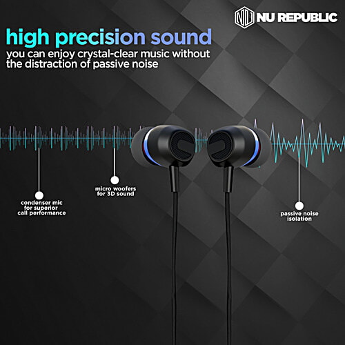 Nu Republic Jive J2 Bluetooth Headset With Up To 20 hrs Playtime, X-Bass Technology, Calling Mic, Fast Pairing, Blue, 1 pc  