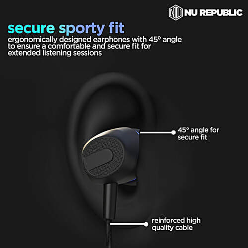 Nu Republic Jive J2 Bluetooth Headset With Up To 20 hrs Playtime, X-Bass Technology, Calling Mic, Fast Pairing, Blue, 1 pc  
