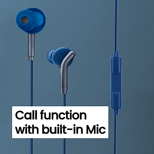 Zebronics Zeb-Bro Ear Wired Earphones - With Mic, 3.5mm Audio Jack, Phone/Tablet Compatible, Blue, 1 pc  