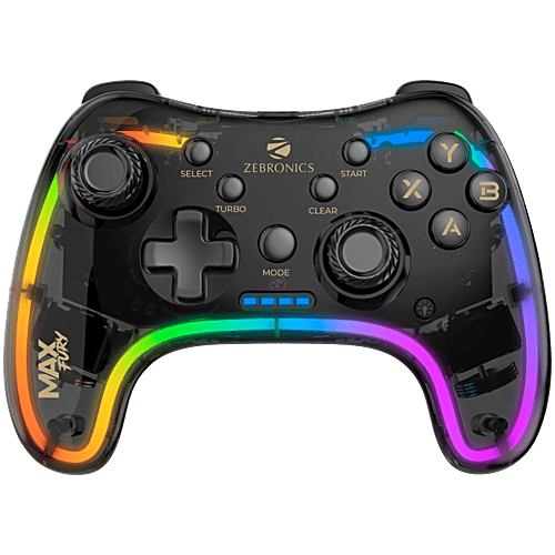 Zebronics Max Fury Wired Gamepad - Transparent, 1 pc  Dual vibration motors