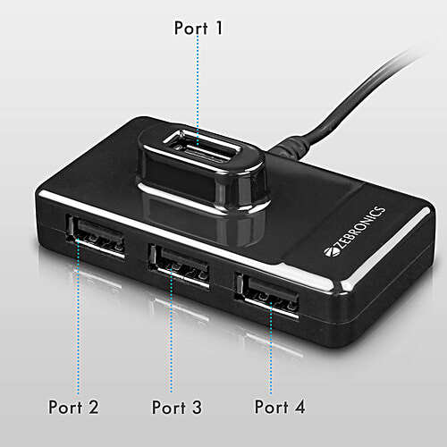 Zebronics Zeb-100HB 4 Ports USB Hub, 1 pc  