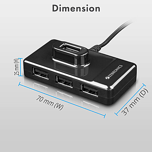Zebronics Zeb-100HB 4 Ports USB Hub, 1 pc  