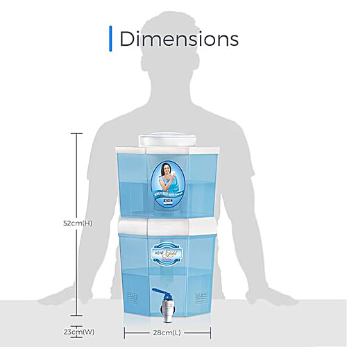 kent 11016 Gold Optima Gravity Water Purifier - UF Technology Based, Non-Electric, Aqua Blue, 10 L  
