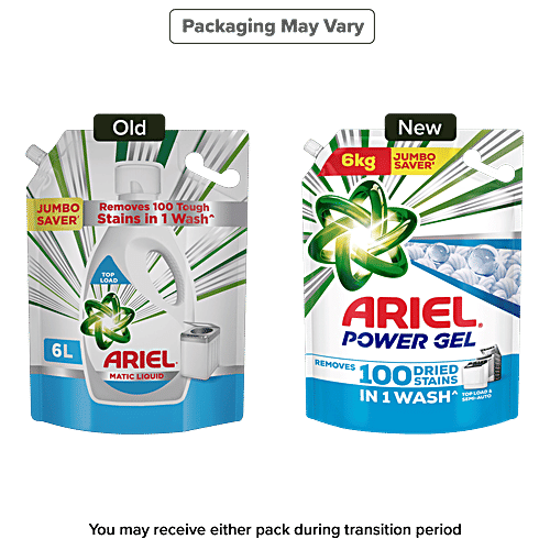 Ariel Power Gel Top Load & Semi Auto Liquid Detergent, 6 kg  Removes Tough Stains In 1 Wash