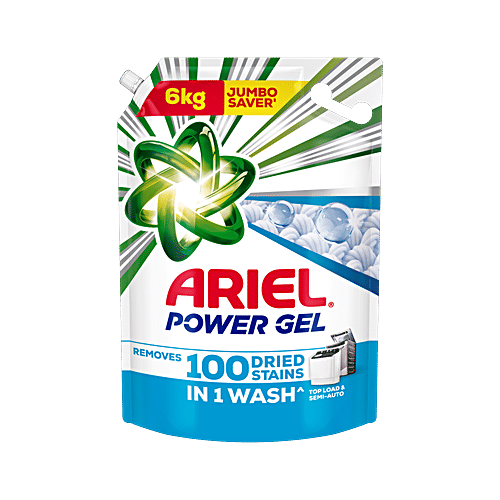 Ariel Power Gel Top Load & Semi Auto Liquid Detergent, 6 kg  Removes Tough Stains In 1 Wash