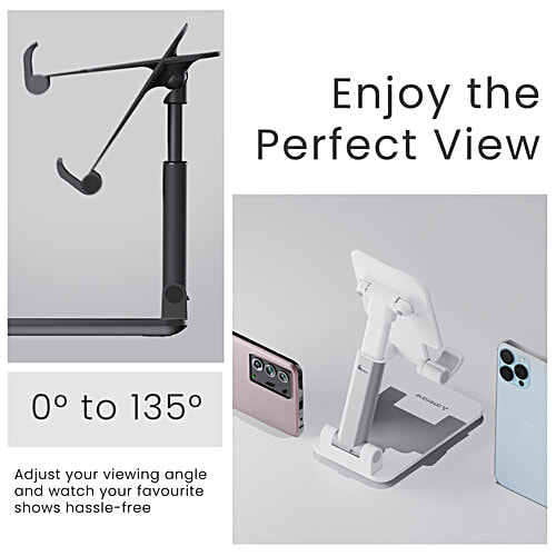 Ambrane Mobile Holding Tabletop Stand, 0-135 Perfect View, Height Adjustment, Wide Compatibility, Multipurpose, Anti-Skid Design, 1 pc  