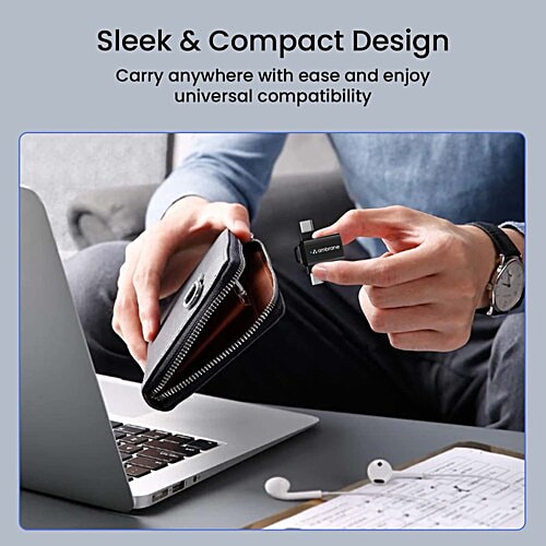 Ambrane 2 In 1 OTG Adapter Micro USB + USB Type C To USB Female Connector/Convertor, OTG Pen Drive Adapter To Mobile Connector Type C, Compatible With All Devices, 1 pc Type C & Micro USB To USB 3.0 Adapter, 480 Mbps Data Transfer