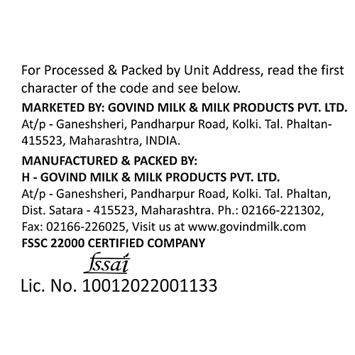 Govind A2 Buffalo Milk, 500 ml  Pasteurised Buffalo Milk
