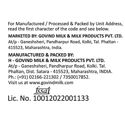 Govind Cow Milk, 500 ml  Homogenised Pasteurised Cow Milk