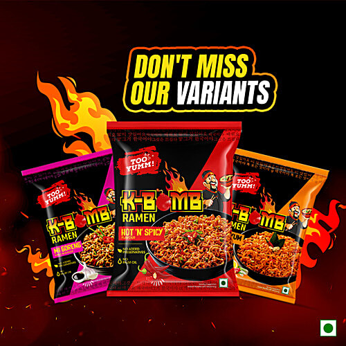 Too Yumm! K-Bomb Ramen Hot N Spicy Instant Noodles, 79 g  No Added Preservatives, No Palm Oil