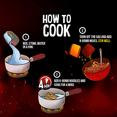 Too Yumm! K-Bomb Ramen Tom Yum Instant Noodles, 80 g Tangy n Spicy Flavour, Korean Veg, No Added Preservatives, No Palm Oil