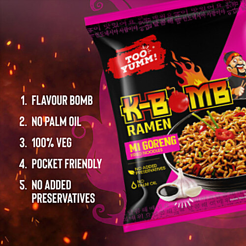 Too Yumm! K-Bomb Ramen Mi Goreng Fried Noodles, 80 g  No Added Preservatives, No Palm Oil