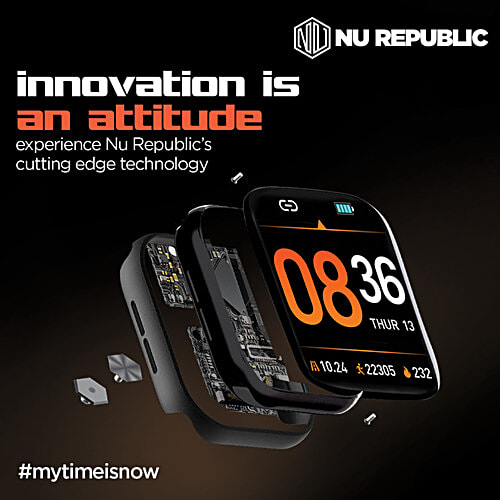 Nu Republic Creed Ultra Smartwatch - 5 cm HD IPS Display, BT Calling, HRM, SPO2 & AI Voice Assistant, Silver/Orange, Free Size, 1 pc  