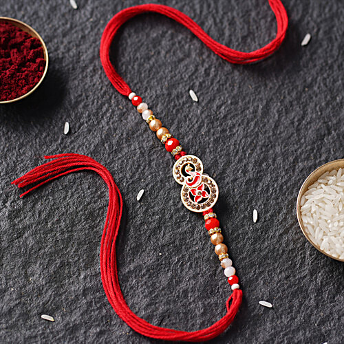 Daivya Sparsh by bigbasket Golden Red Elegance Rakhi With Kumkum & Rice, 1 pc