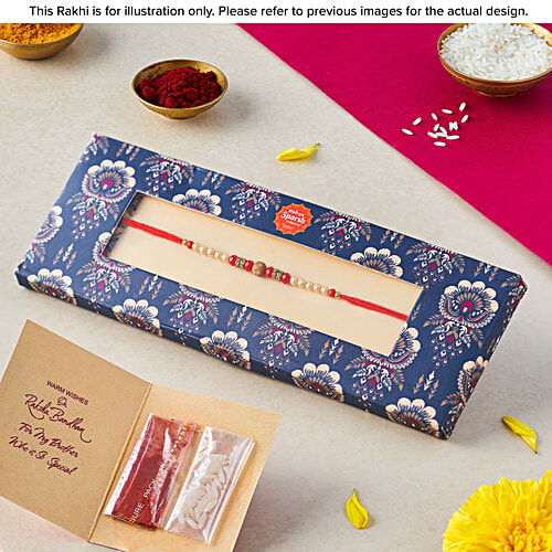 Daivya Sparsh by bigbasket Golden Red Elegance Rakhi With Kumkum & Rice, 1 pc