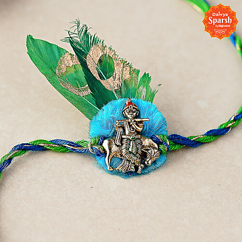 Daivya Sparsh by bigbasket Divine Feather Krishna Designer Rakhi With Kumkum & Rice, 1 pc