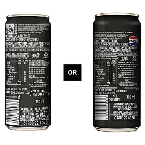 Pepsi Zero Sugar Soft Drink, 300 ml  