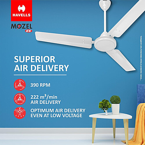 Havells 1200mm Mozel ES Ceiling Fan - Elegant White, 1 pc
