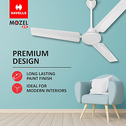Havells 1200mm Mozel ES Ceiling Fan - Elegant White, 1 pc