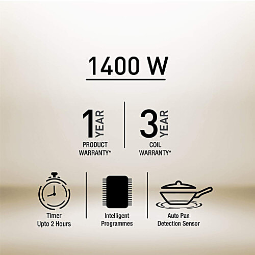 Havells Induction Cooktop Insta Cook - RT, 1400 W, Black & Gold, 1 pc  