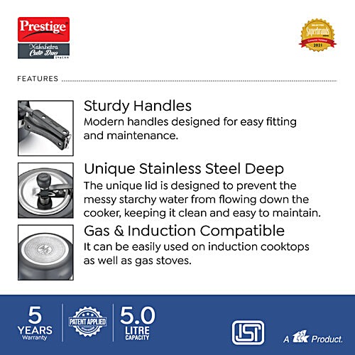 Prestige Nakshatra Cute Duo Svachh Hard Anodised Pressure Cooker - Black, 5 L  