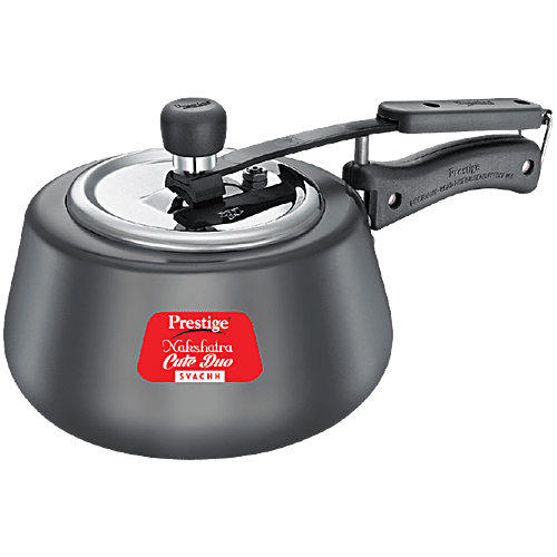 Prestige Nakshatra Cute Duo Svachh Hard Anodised Pressure Cooker - Black, 5 L  