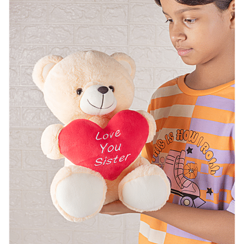 Dimpy Stuff "Love You Sister" Teddy Bear - Cream Colour, 30 cm, 1 pc For Sister