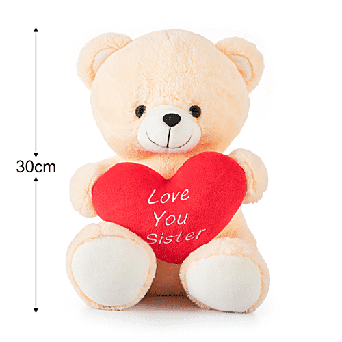 Dimpy Stuff "Love You Sister" Teddy Bear - Cream Colour, 30 cm, 1 pc For Sister