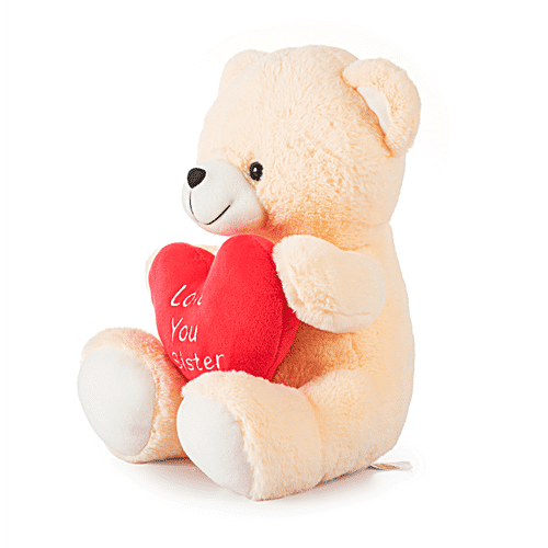 Dimpy Stuff "Love You Sister" Teddy Bear - Cream Colour, 30 cm, 1 pc For Sister