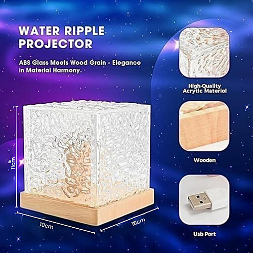 Desidiya Romantic LED Ocean Wave Night Light Crystal Projector, 1 pc For Room/Home Decor