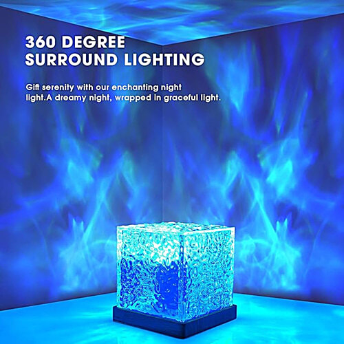 Desidiya Romantic LED Ocean Wave Night Light Crystal Projector, 1 pc For Room/Home Decor