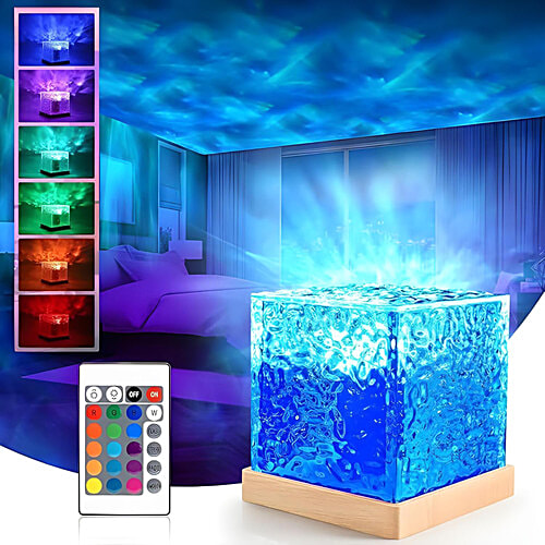Desidiya Romantic LED Ocean Wave Night Light Crystal Projector, 1 pc For Room/Home Decor