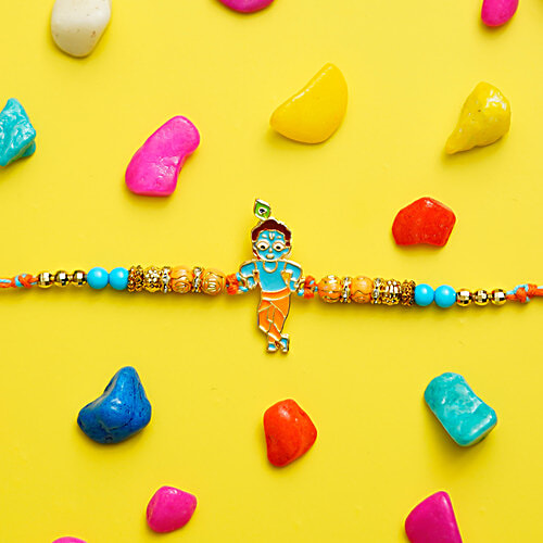 eCraftIndia Designer Krishna Rakhi - With Roli Chawal Pack, 1 pc