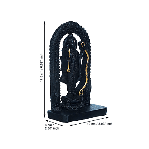eCraftIndia Shri Ram Statue/Ayodhya Ram Lalla Murti Statue - Black & Golden Polyresin, Handcrafted, 1 pc  For Home Decor, Car Dashboard, Office, Temple