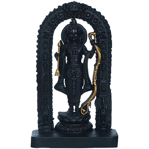 eCraftIndia Shri Ram Statue/Ayodhya Ram Lalla Murti Statue - Black & Golden Polyresin, Handcrafted, 1 pc  For Home Decor, Car Dashboard, Office, Temple