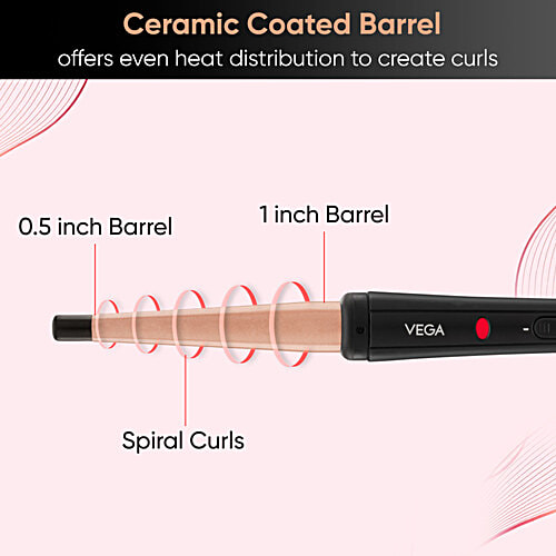 Vega I-Curl Hair Curler For Women With 0.5 inch-1 inch Barrel, Quick Heat up Technology, Rose Gold, VHCH 05, 1 pc  Rose Gold