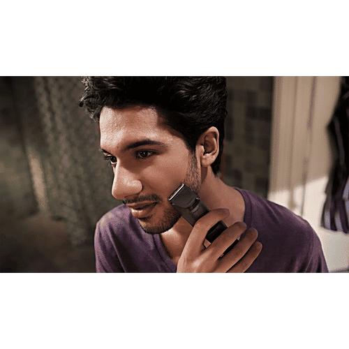 Philips PHILIPS Series 1000 Rechargeable Cordless Wet & Dry Trimmer for Beard with 4 Length Settings for Men (30mins Runtime, DuraPower Technology, Green), 1 Unit