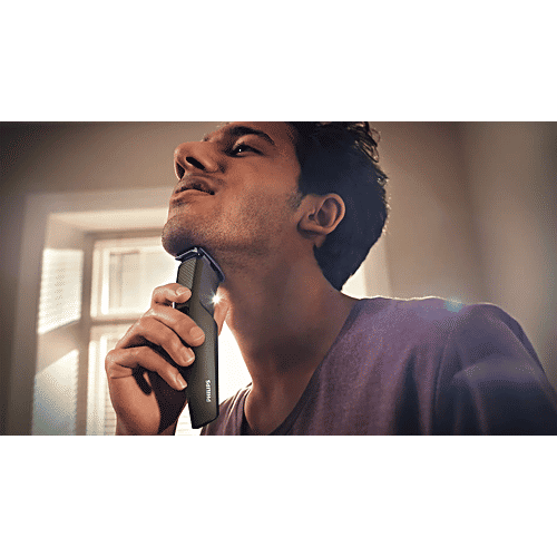 Philips PHILIPS Series 1000 Rechargeable Cordless Wet & Dry Trimmer for Beard with 4 Length Settings for Men (30mins Runtime, DuraPower Technology, Green), 1 Unit