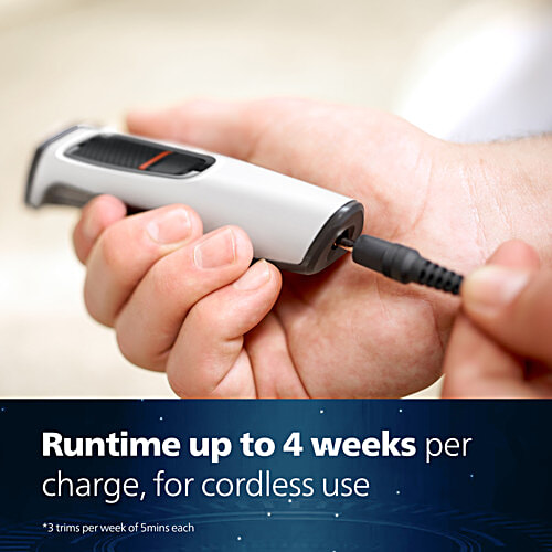 Philips Multi Groomer Set Grooming Kit - 60 min Runtime, 7 Length Settings, White, MG3721/65, 1 pc