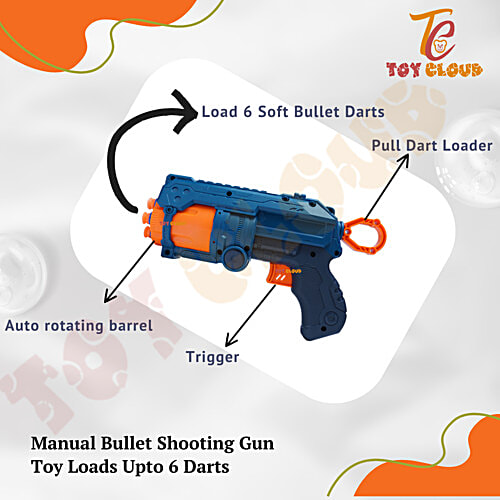 Toy Cloud Dart Rotating Drum Gun Manual Attacker Soft Foam Dart Blaster With 6-Dart Barrel For Rapid Fire Fun Ideal Gun Toys For Kids Ages Above 8 Years, 1 pc Box Epic Battles
Safe and Exciting Play
Rotating Drum Feature