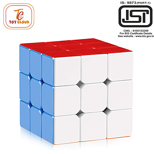 Toy Cloud Speed Cube 3 x 3 Sticker Less 3D Cube Puzzle Game For Beginners & Kids - Multicolour, 1 pc Box 3D Speed Cube