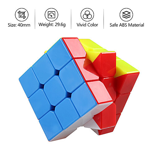 Toy Cloud Speed Cube 3 x 3 Sticker Less 3D Cube Puzzle Game For Beginners & Kids - Multicolour, 1 pc Box 3D Speed Cube