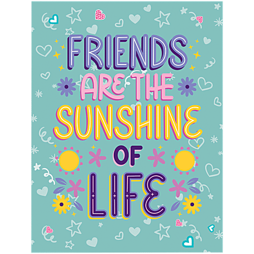 Brodees Friendship's Day Greetings Card, "Friends Are The Sunshine of Life" Title 22.5 Cm x 17.5 Cm, 1 Pc  