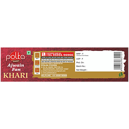 POLKA Ajwain Fan Khari Puff - Crunchy & Flaky Baked Namkeen, 200 g Spiced With Ajwain