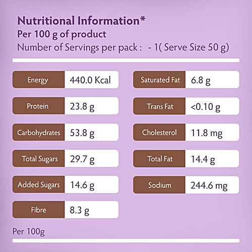 Bauli Goodness Bar - Chocolate Flavour, 50 g High Protein Source
Delicious & Wholesome